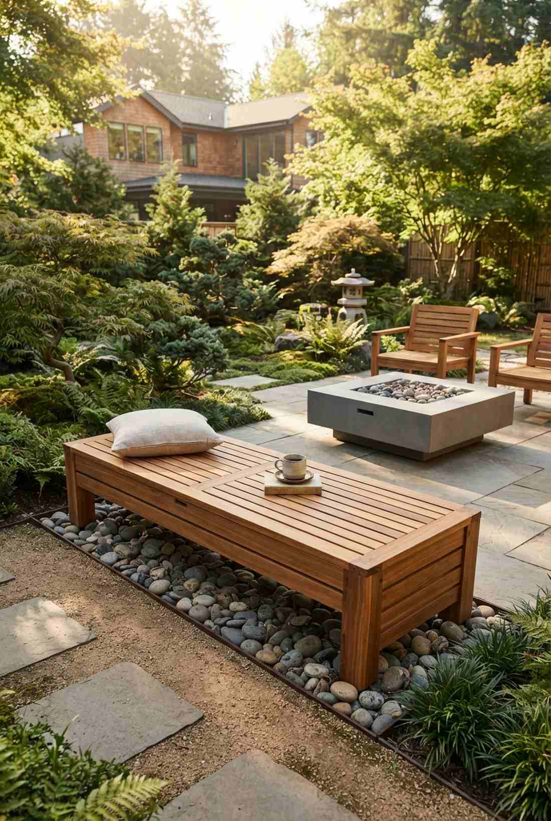 low profile teak platform bench