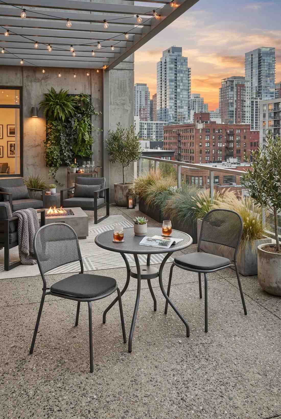 metal mesh bistro with powder coat