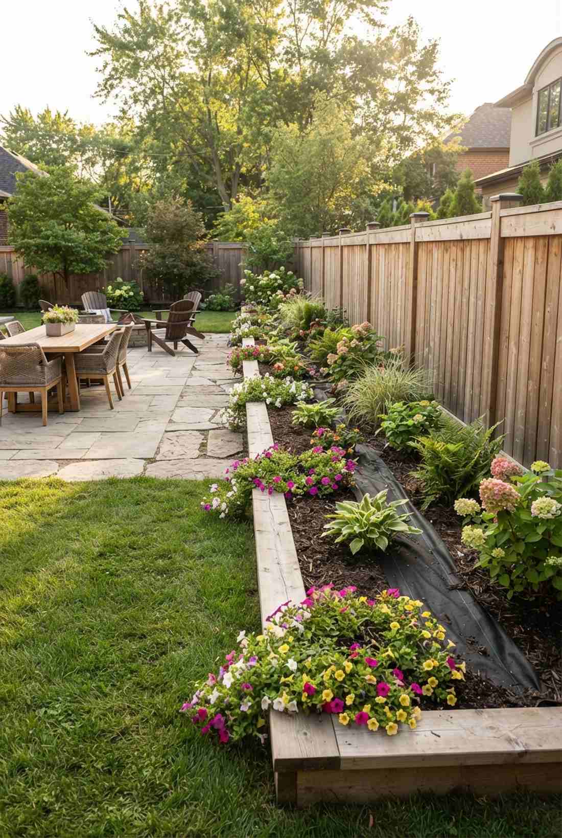 narrow three by ten border bed