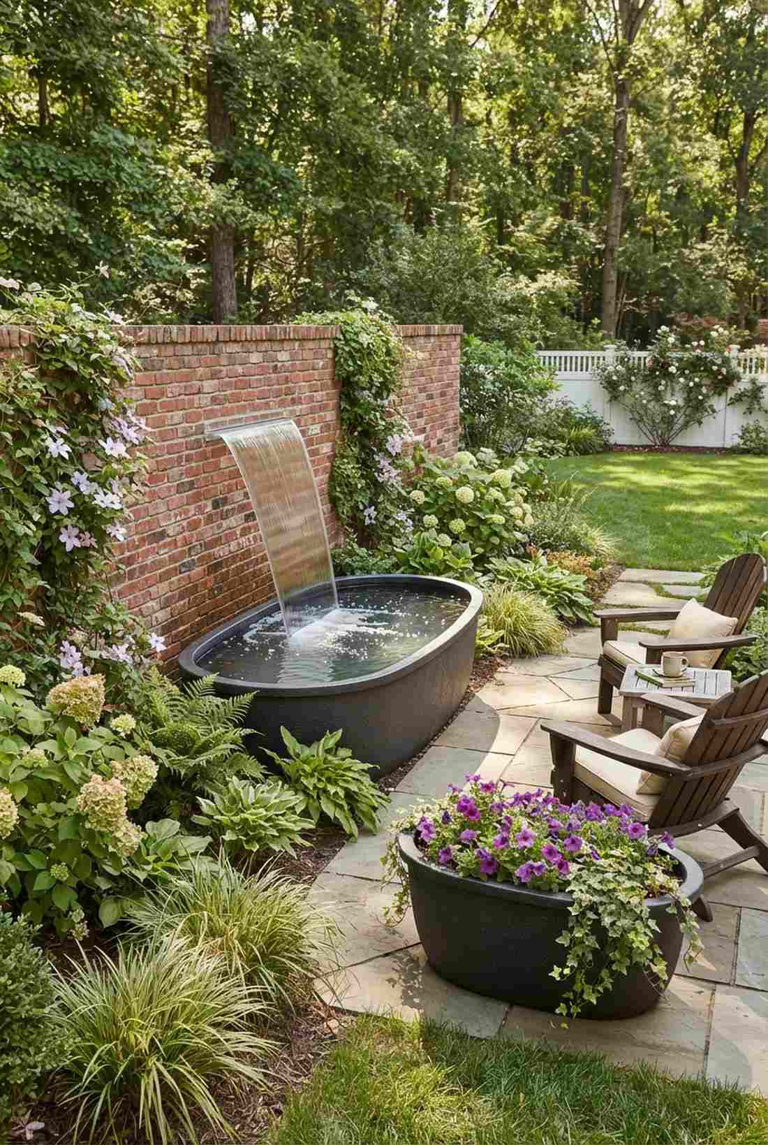 oval basin cascading fountain