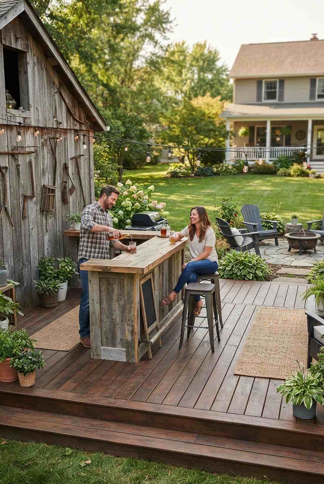 reclaimed barn wood bar