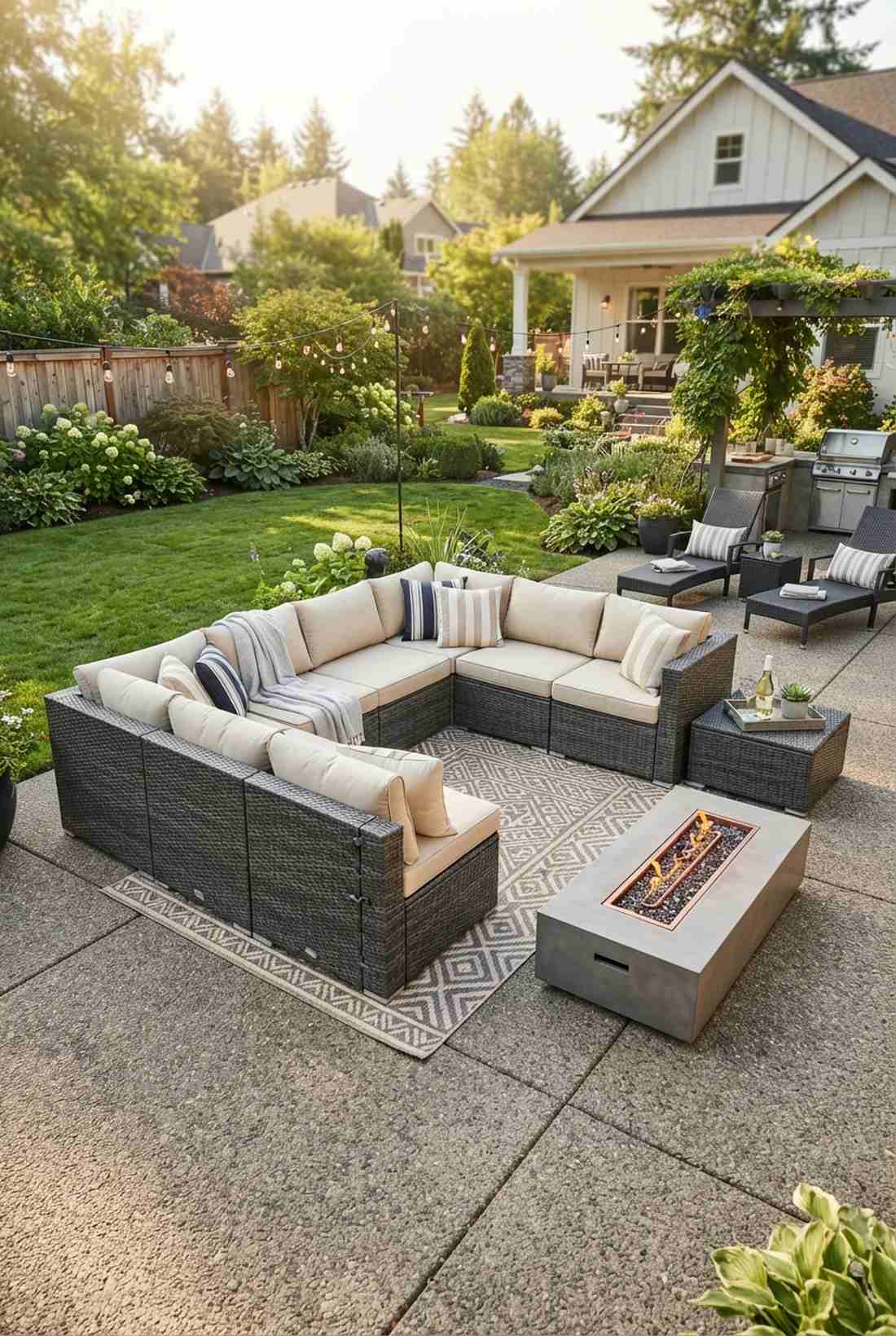 seven piece sectional with corner configuration
