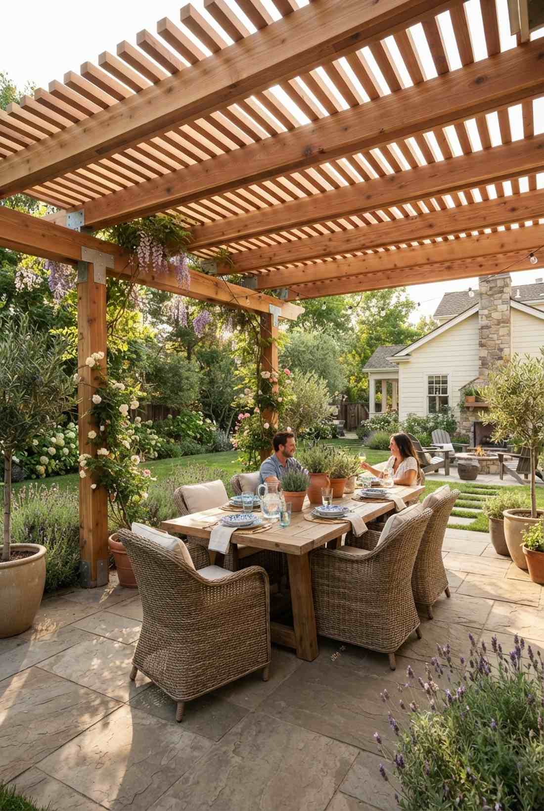 slatted wood pergola covers