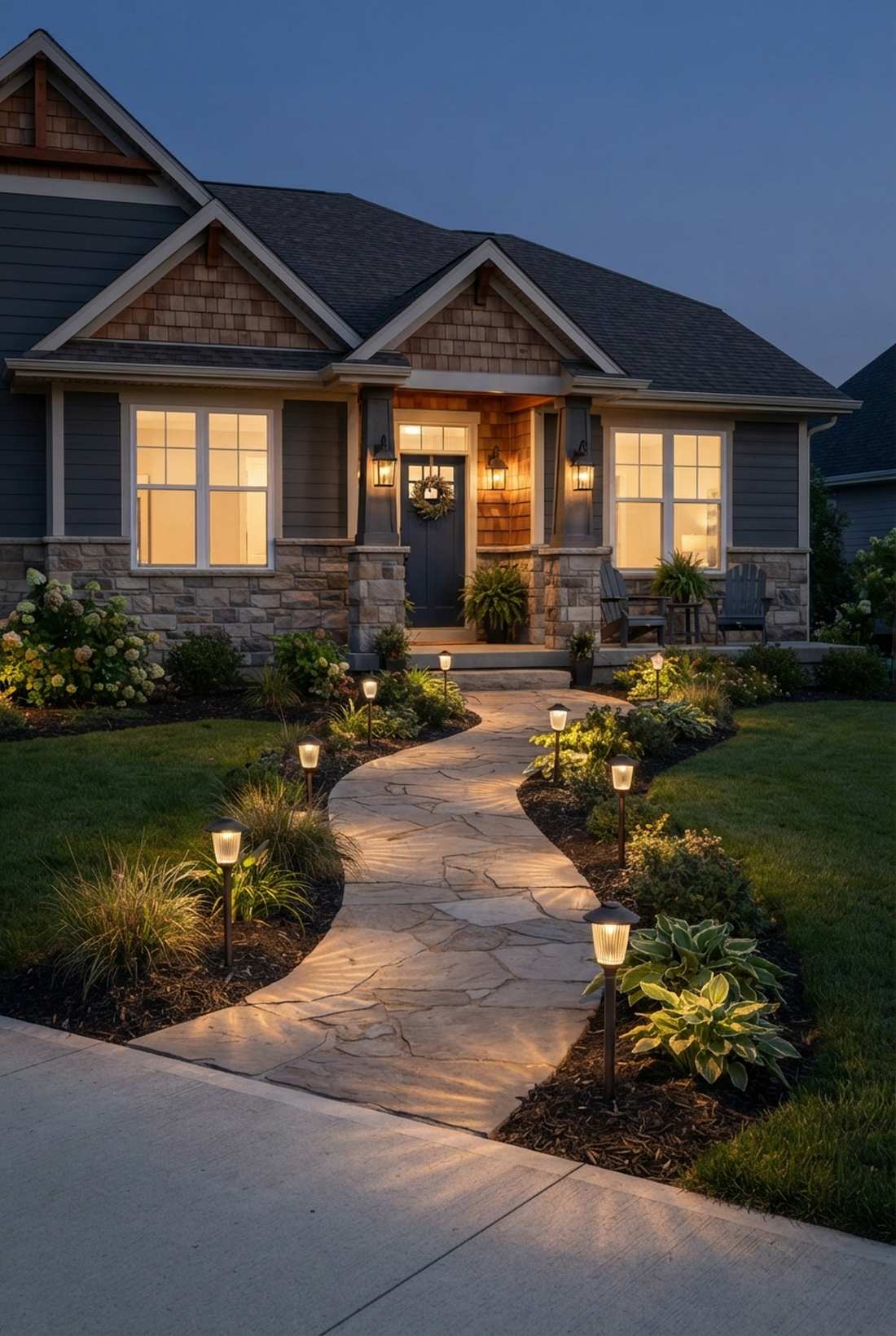 staggered walkway fixtures