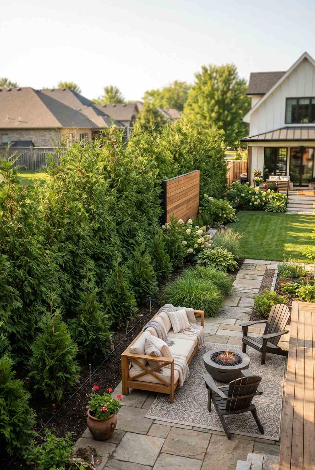 tall privacy hedge walls