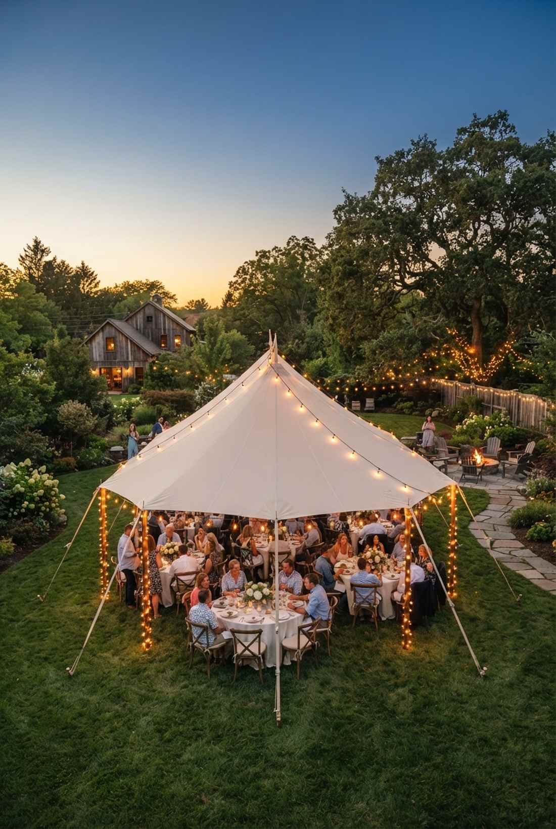 tent perimeter string light framework