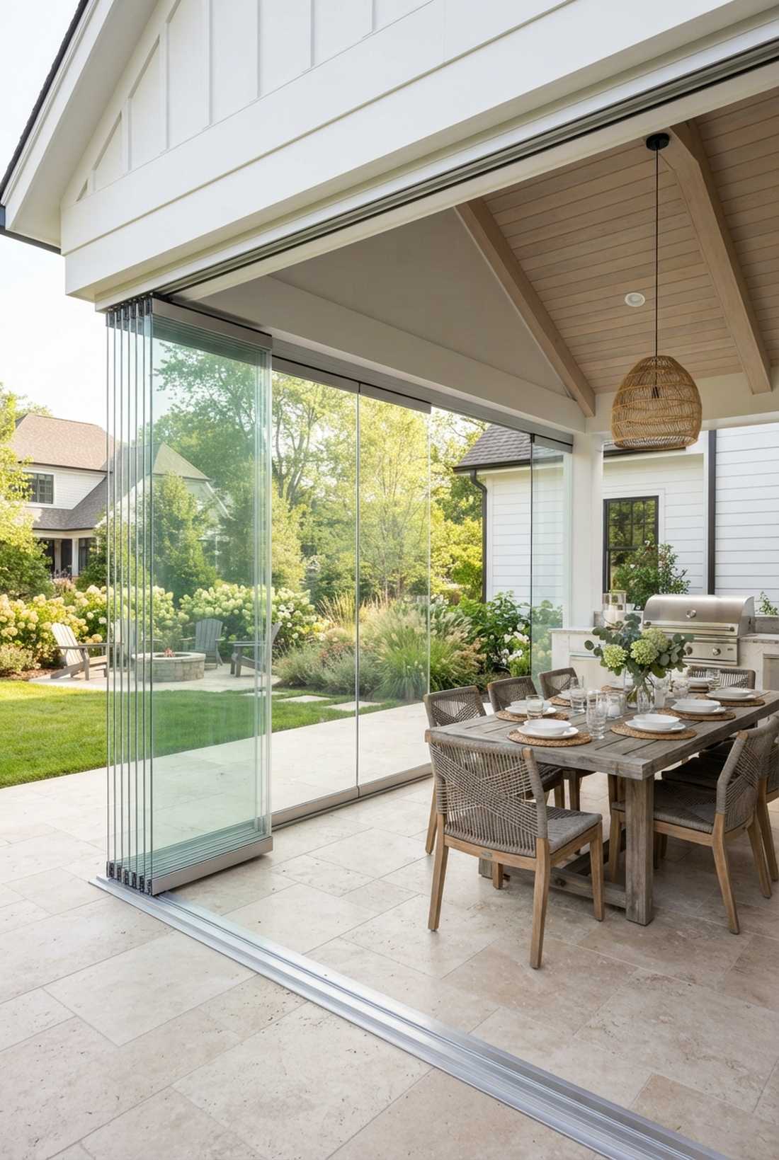 three season rolling glass panels