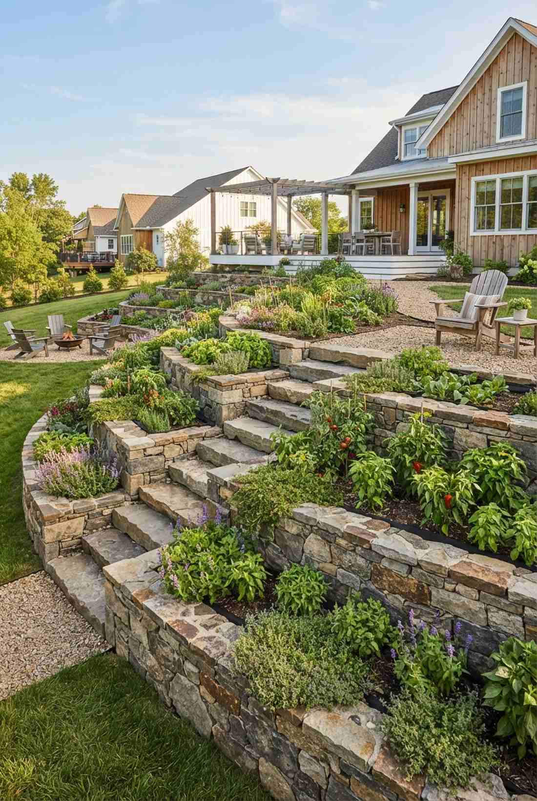 tiered hillside terrace walls