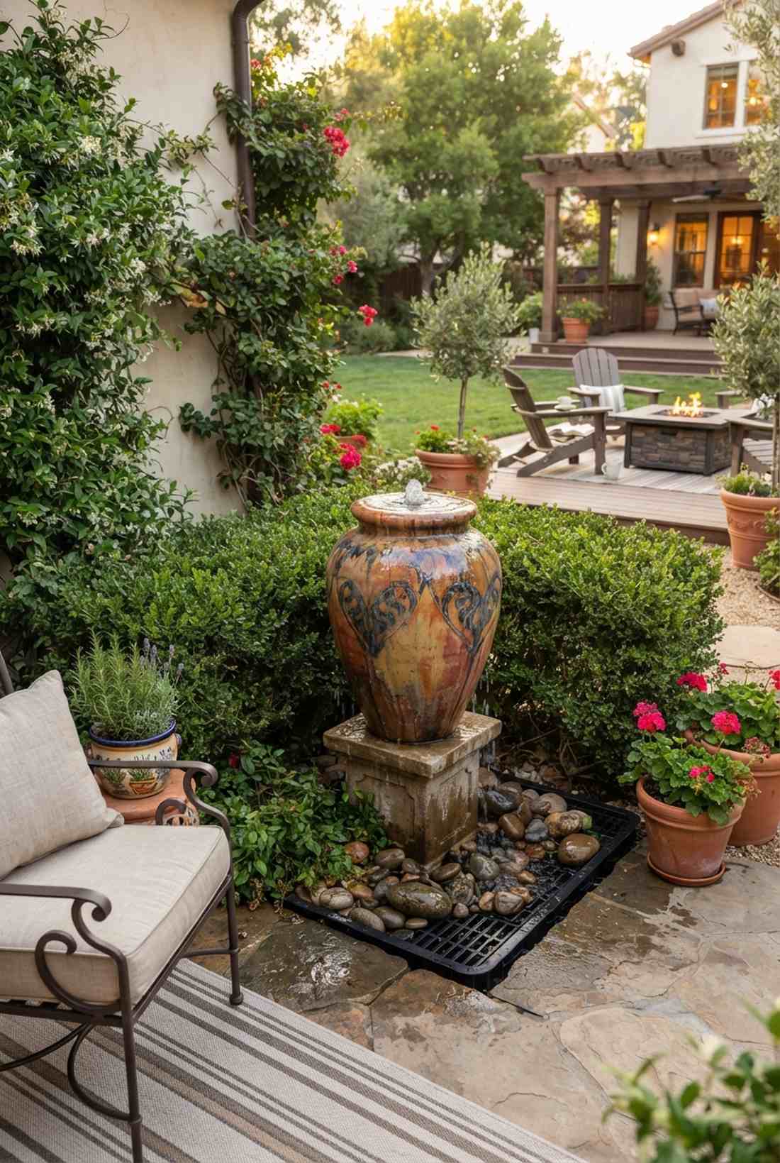 urn fountain with pedestal base