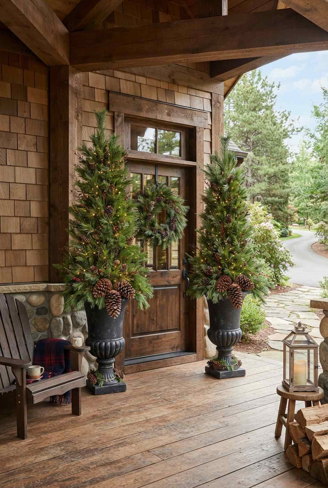 vertical pine urn display