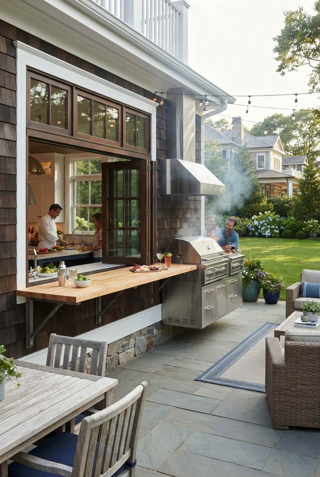 wall mounted grill station with pass through window