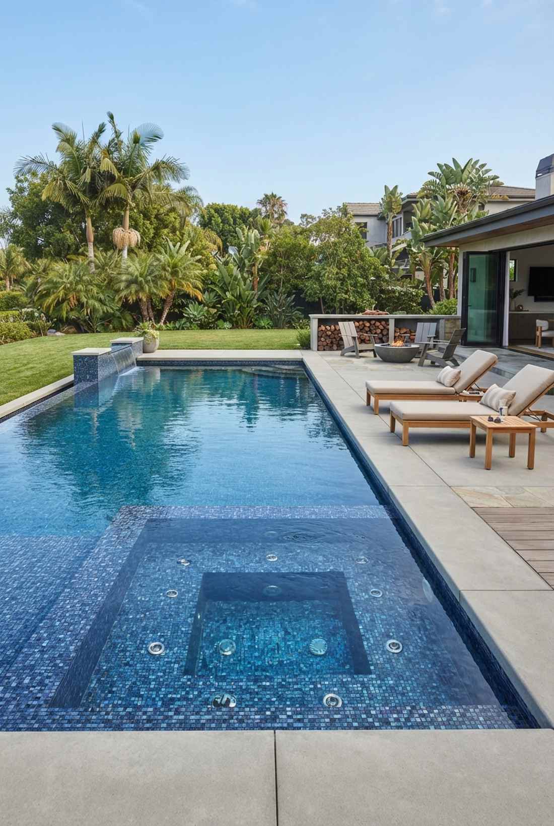 zero edge pool with integrated spa