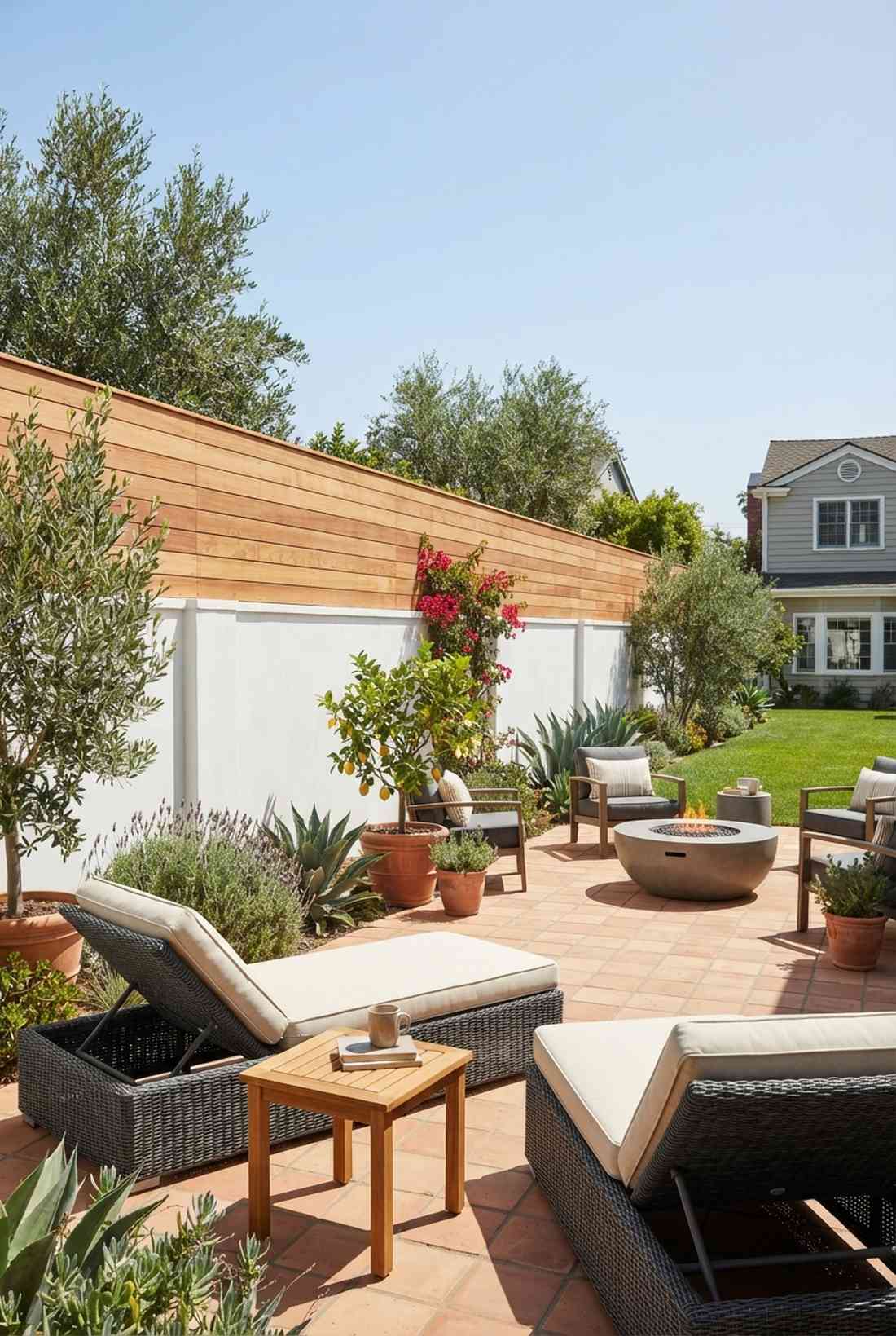 concrete block and cedar panel