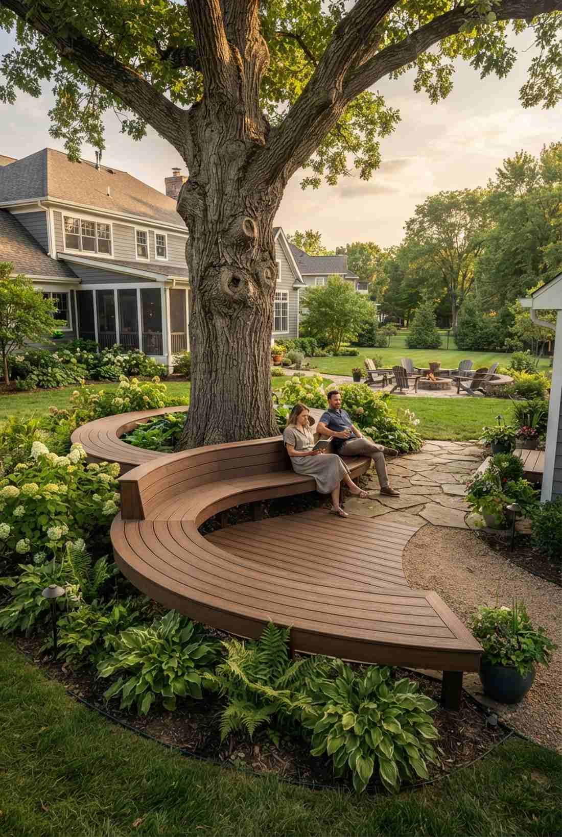 curved wrap around bench