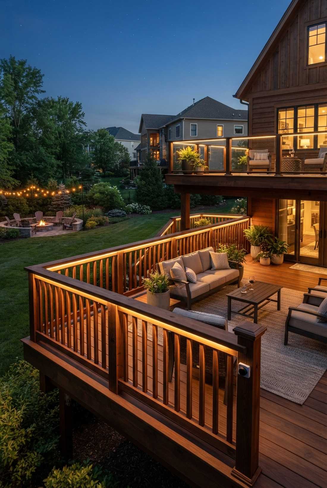 deck rail integrated strips