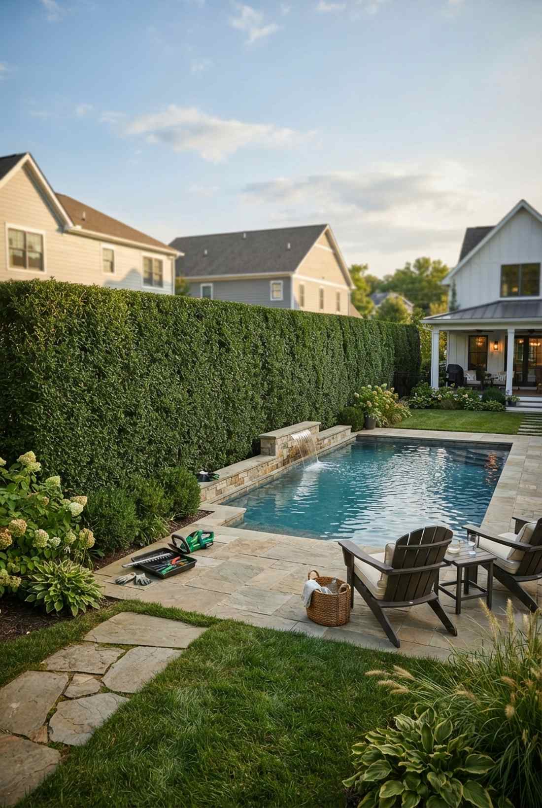 evergreen hedge backdrop