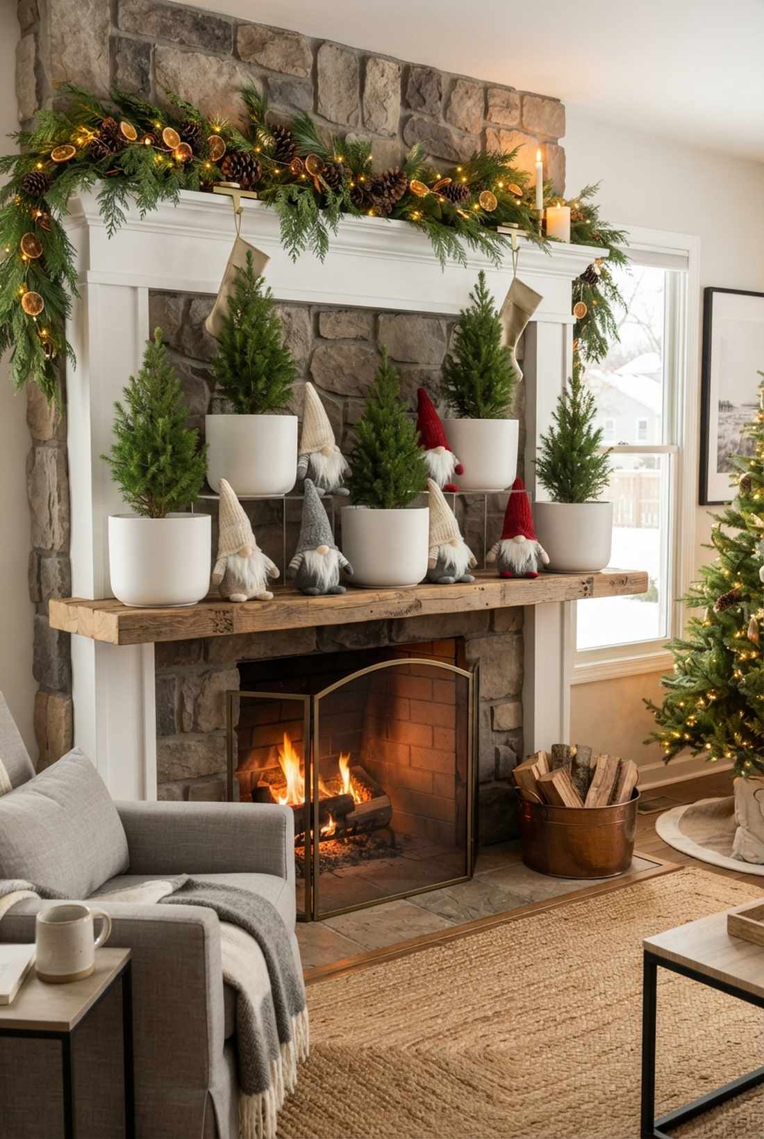 holiday mantel indoor gnome forest