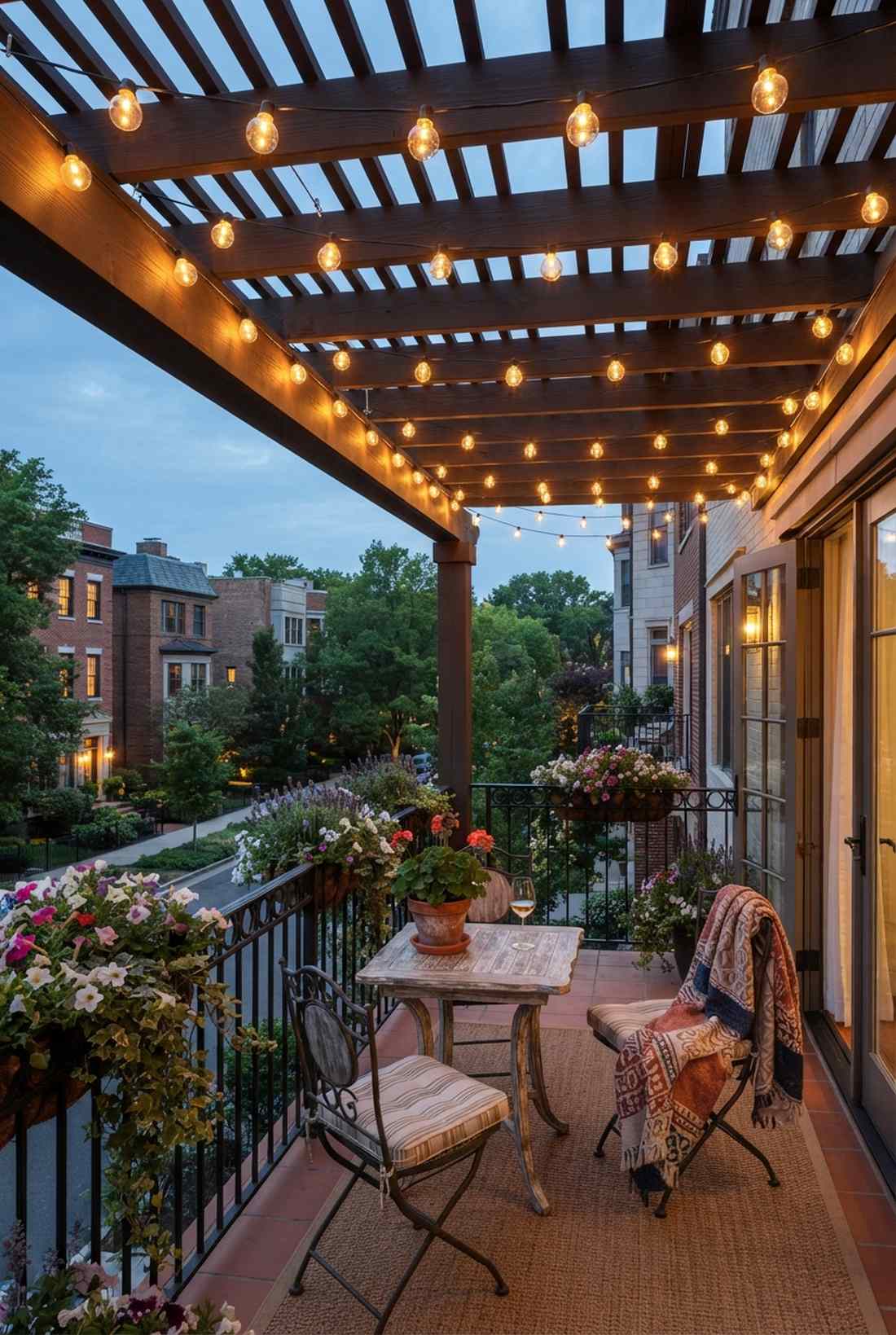 overhead pergola mini string lights