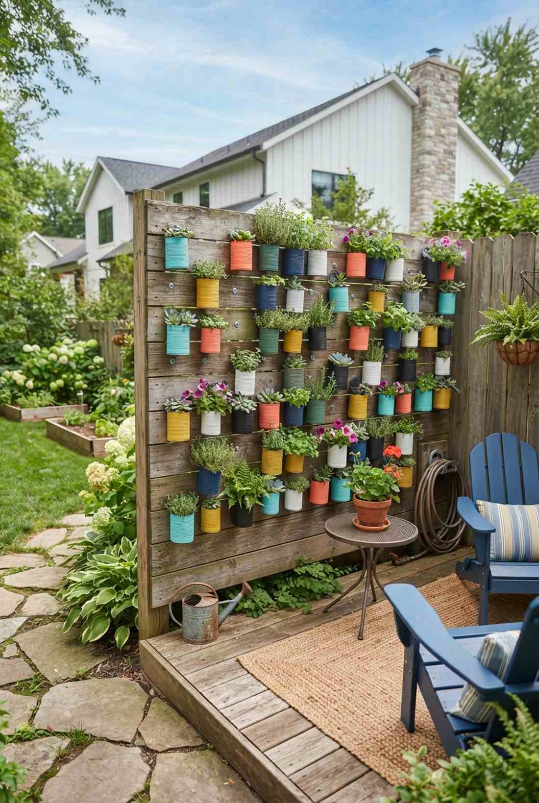 recycled tin can wall