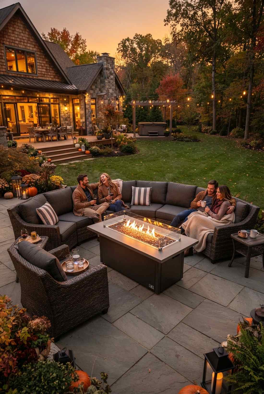 seven piece sectional with propane fire table