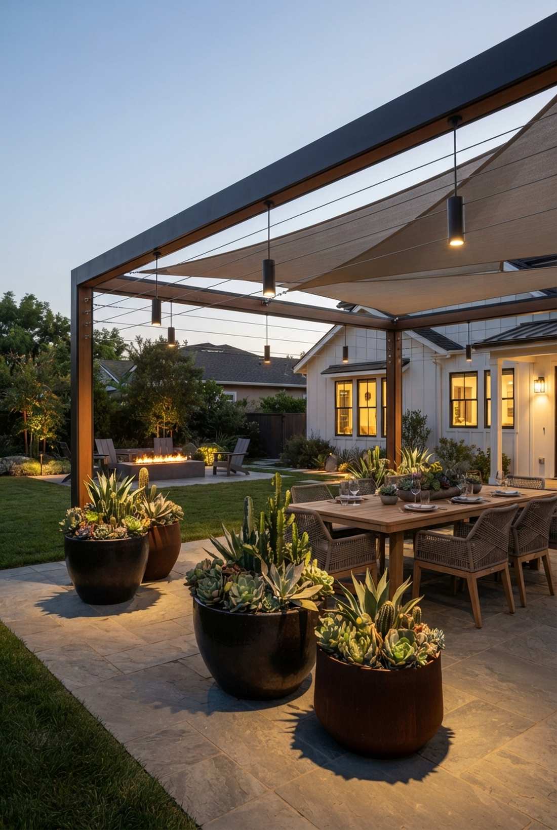 shade structure integrated downlighting