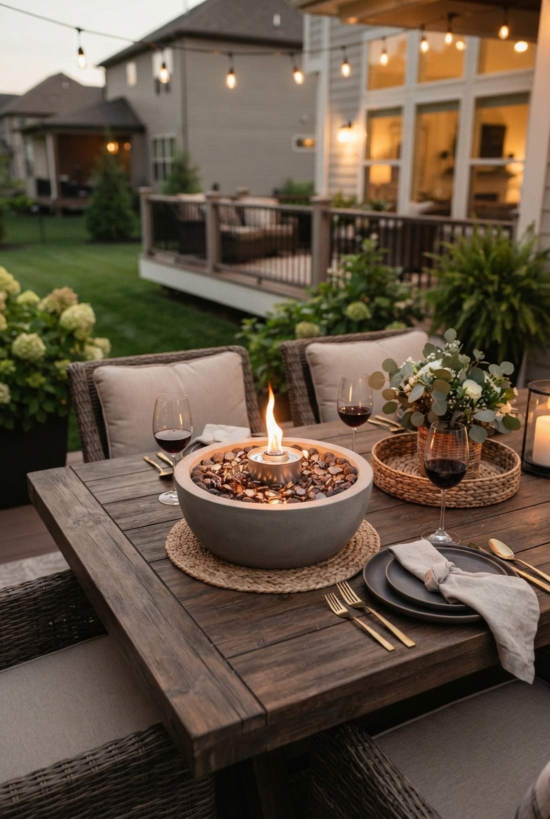 tabletop fire bowl centerpiece