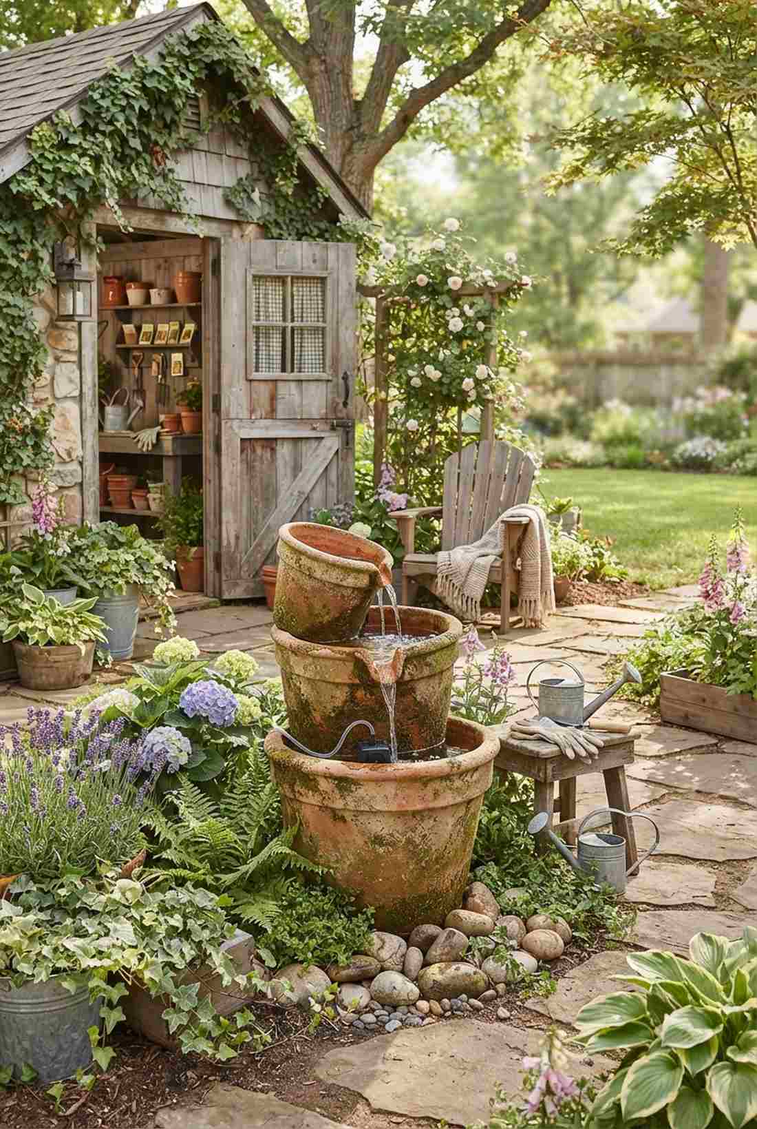 terra cotta pot cascade