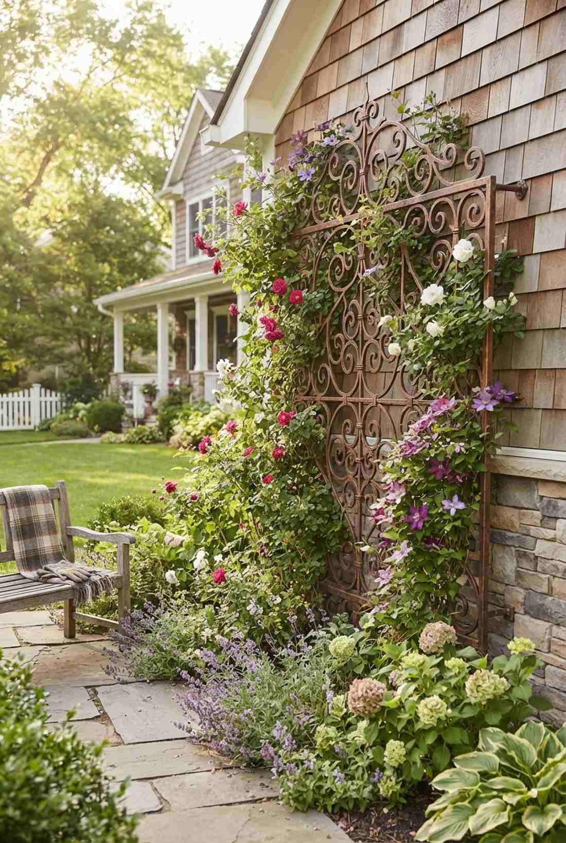 trellis art with decorative metalwork