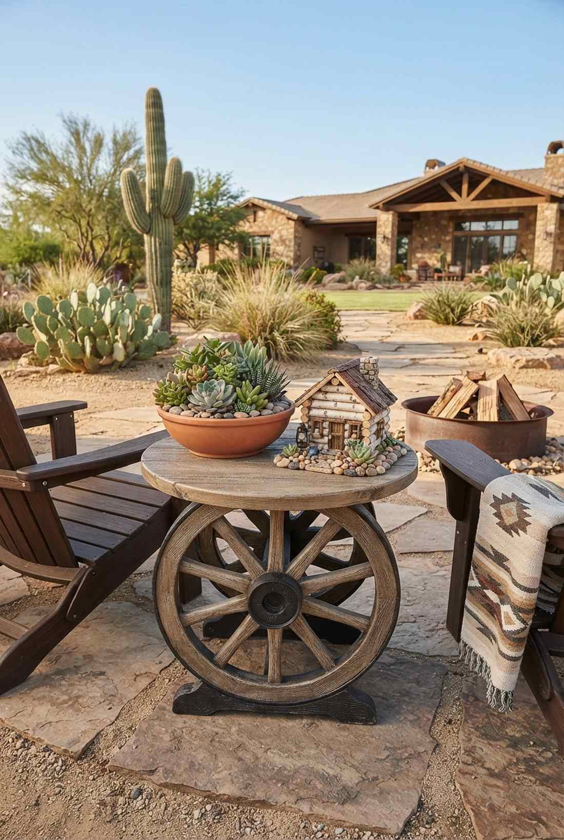 wagon wheel side table