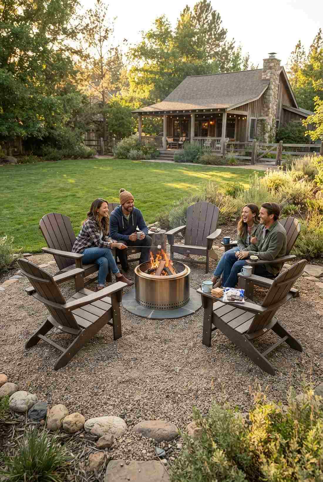 adirondack chair fire pit circle