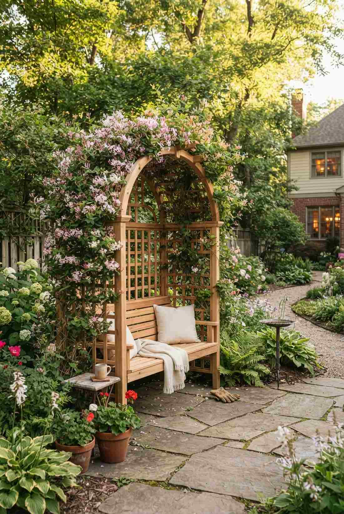 alcove bench with arbor
