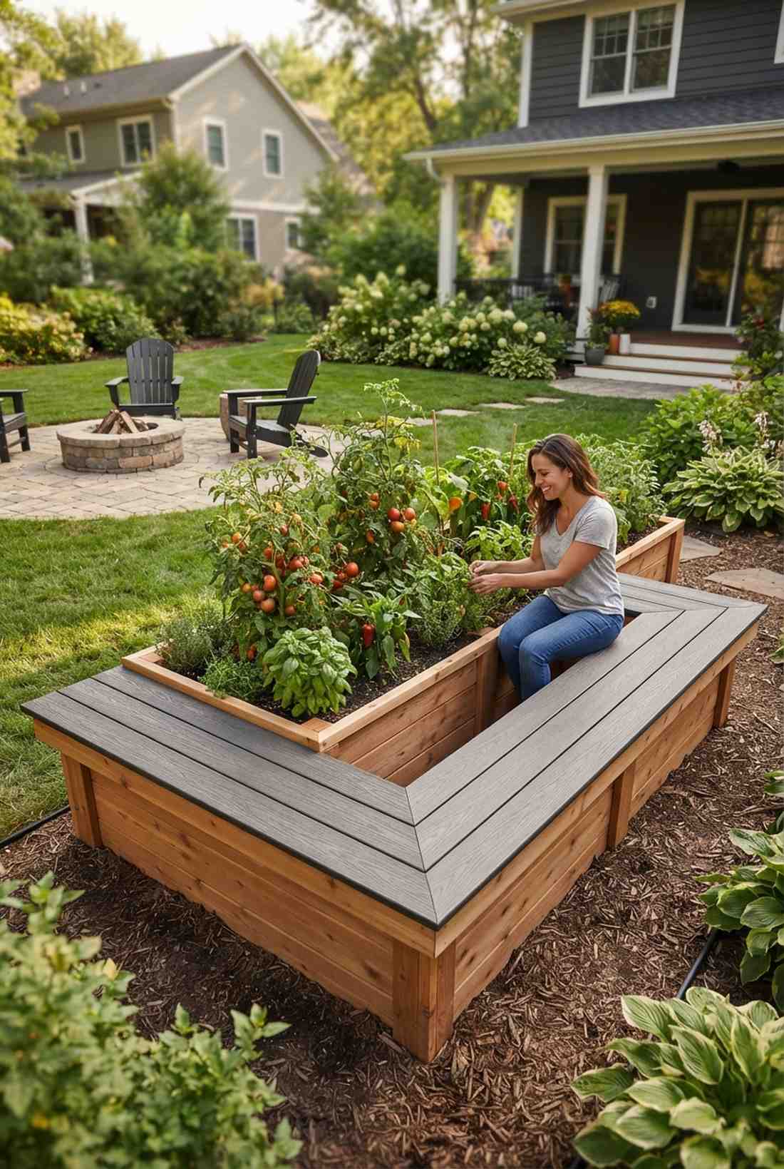 bench integrated raised bed