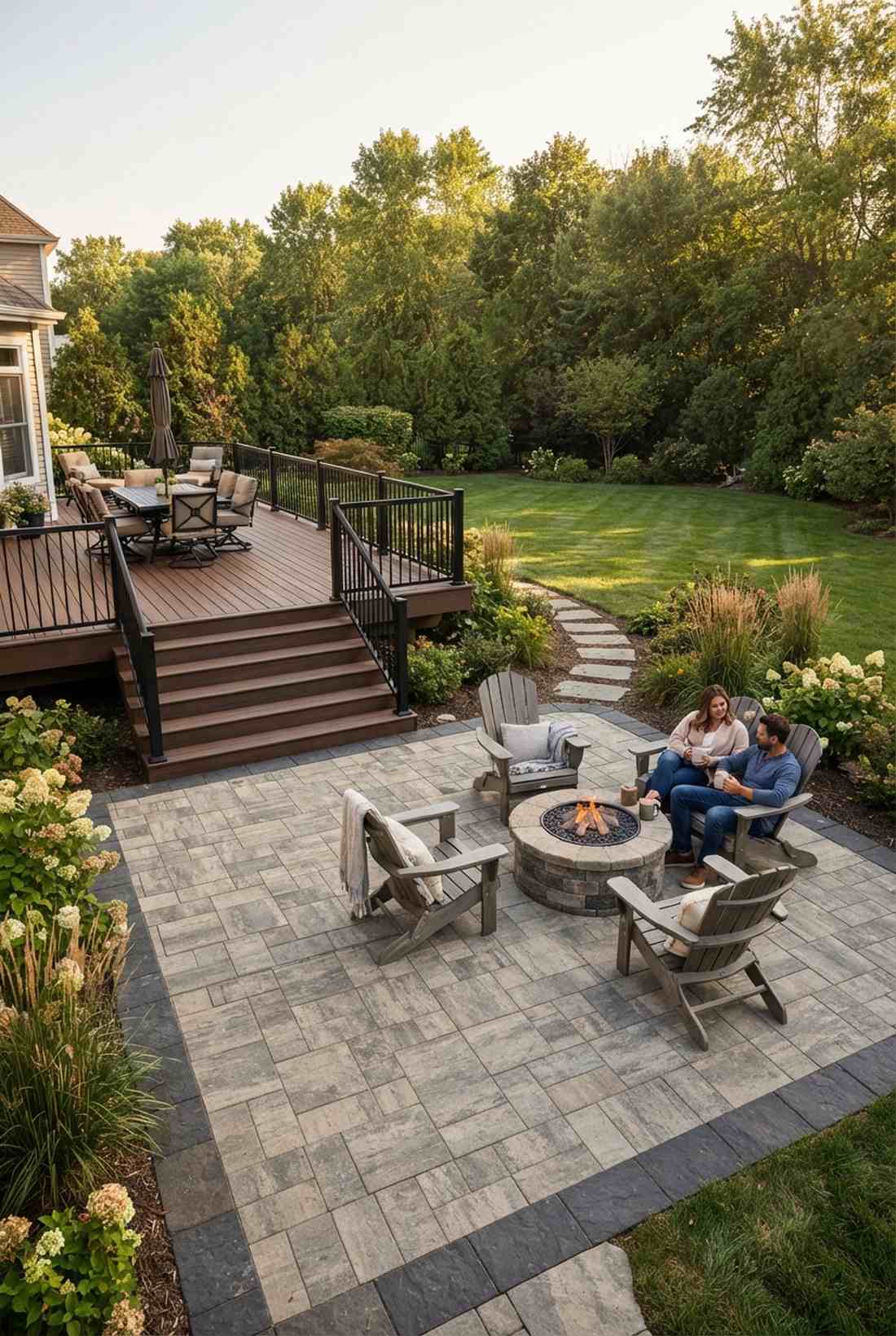 deck to paver patio flow