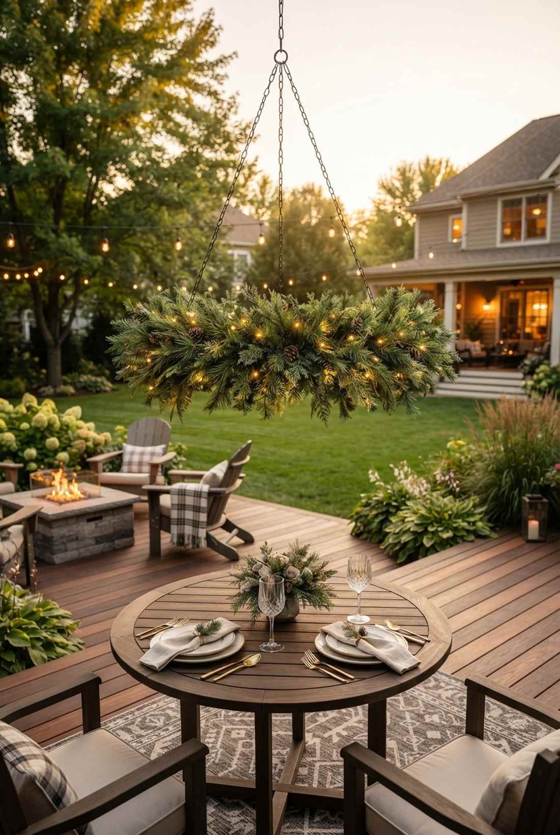 evergreen branch chandelier