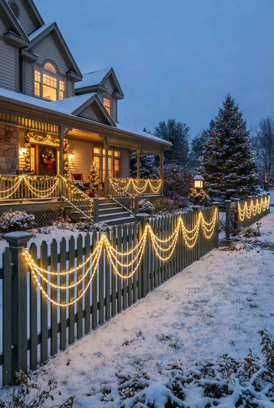 fence and railing swag lighting