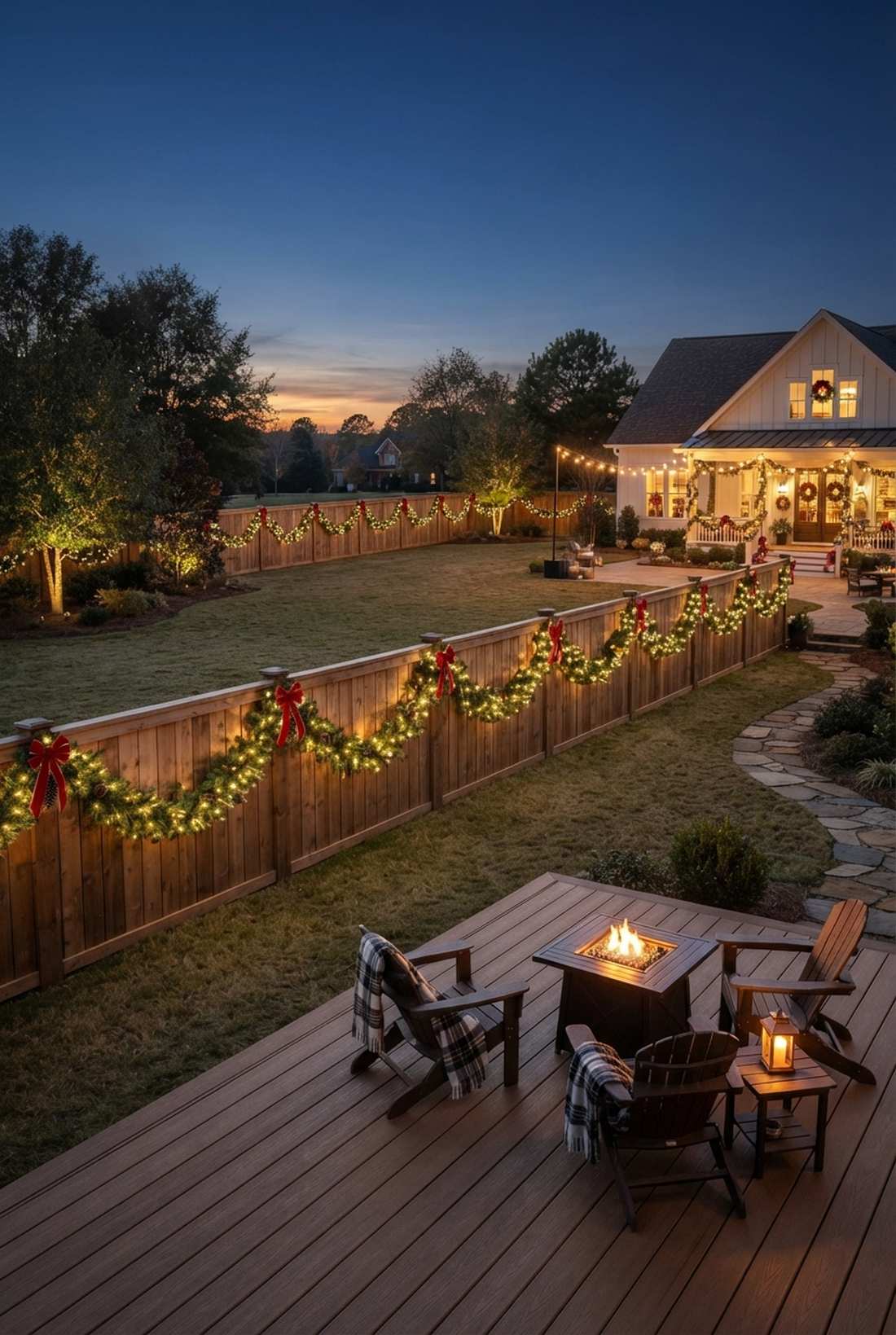 fence line garland display
