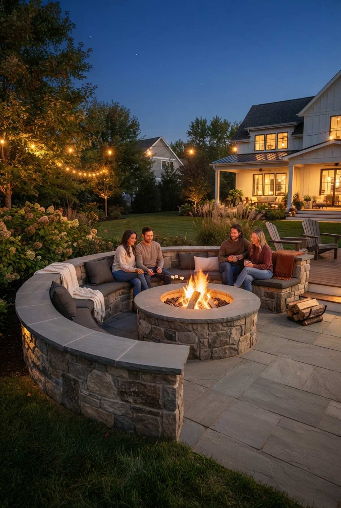 fire pit surround bench