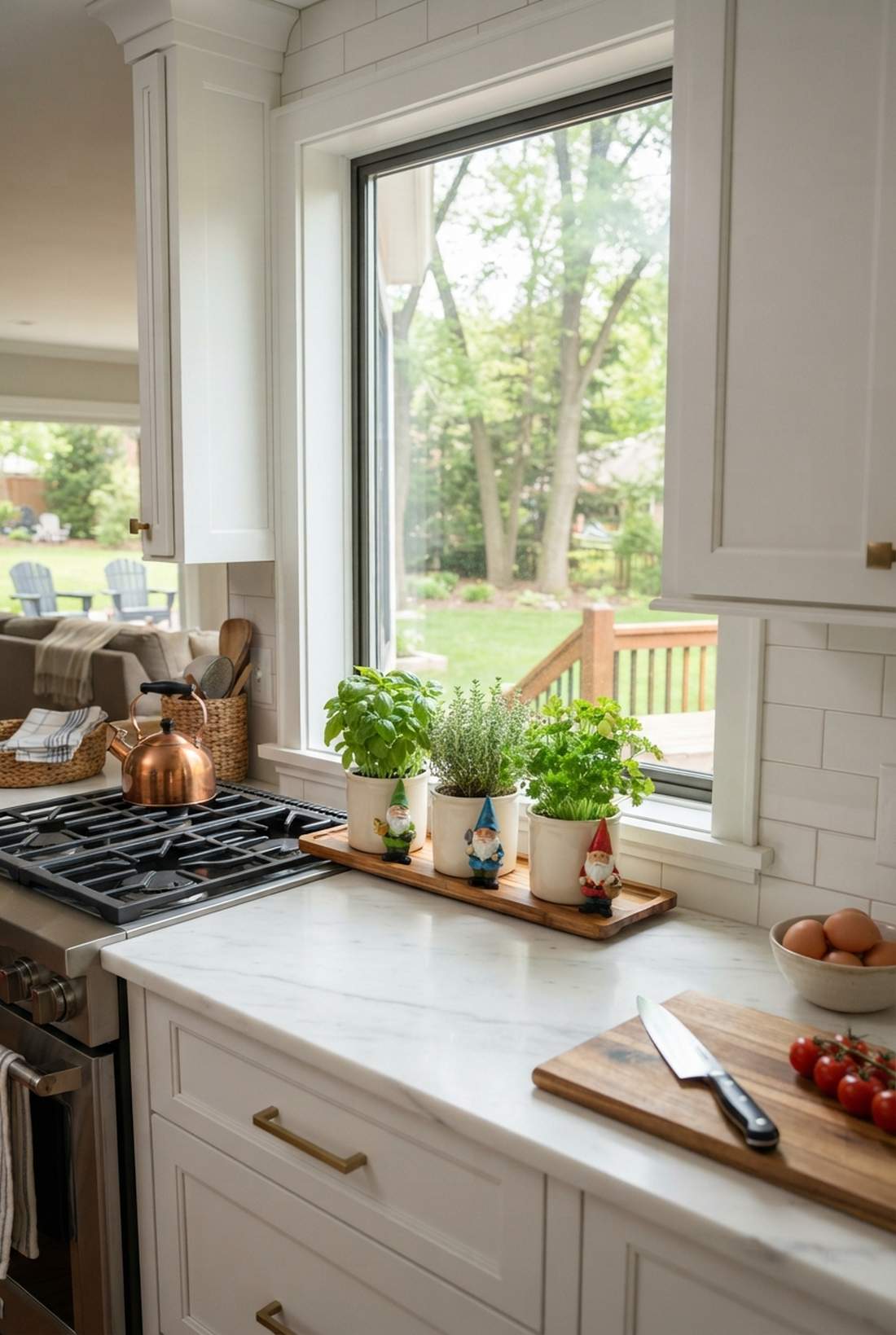 kitchen counter herb gnome trio