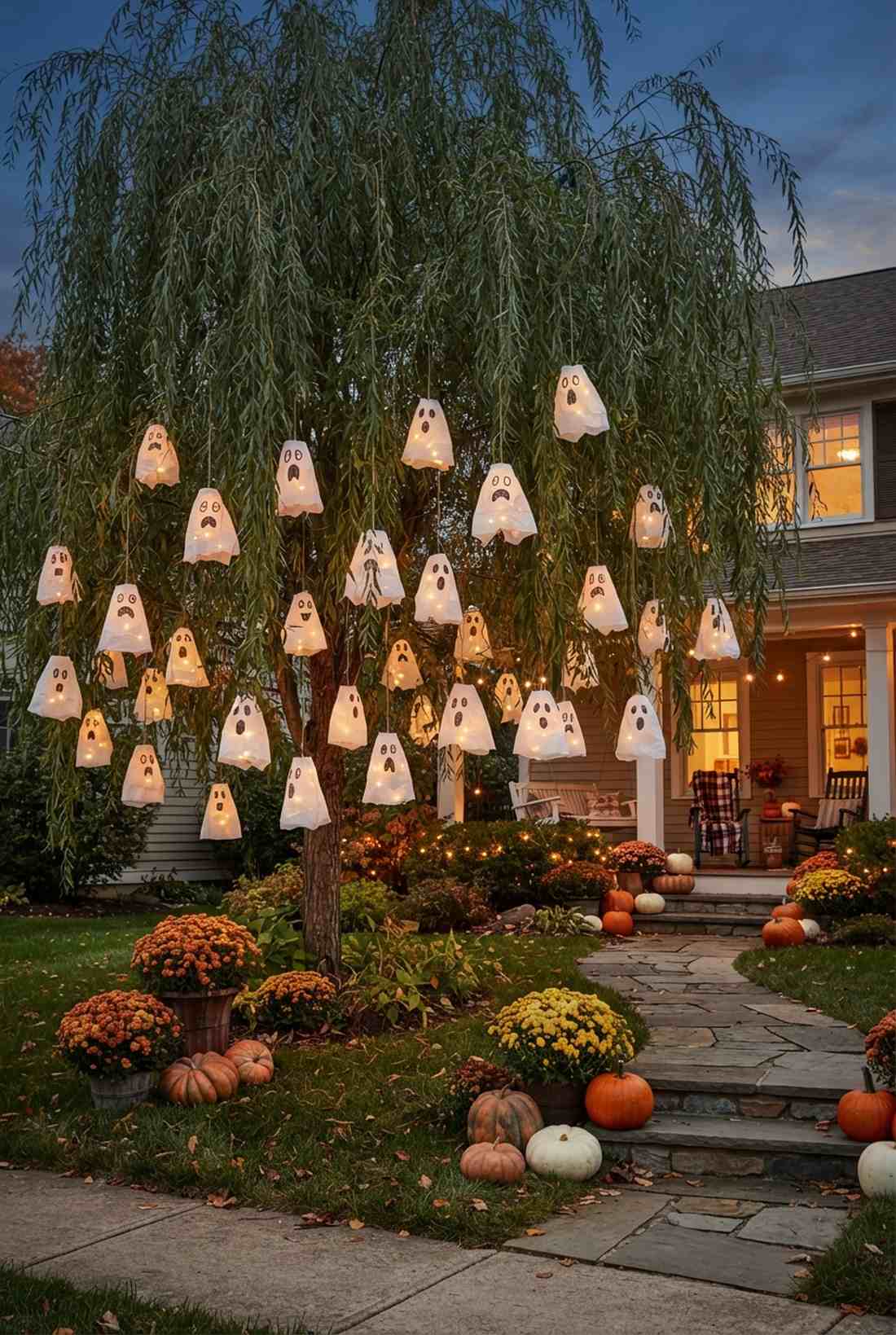 newspaper ghost lanterns