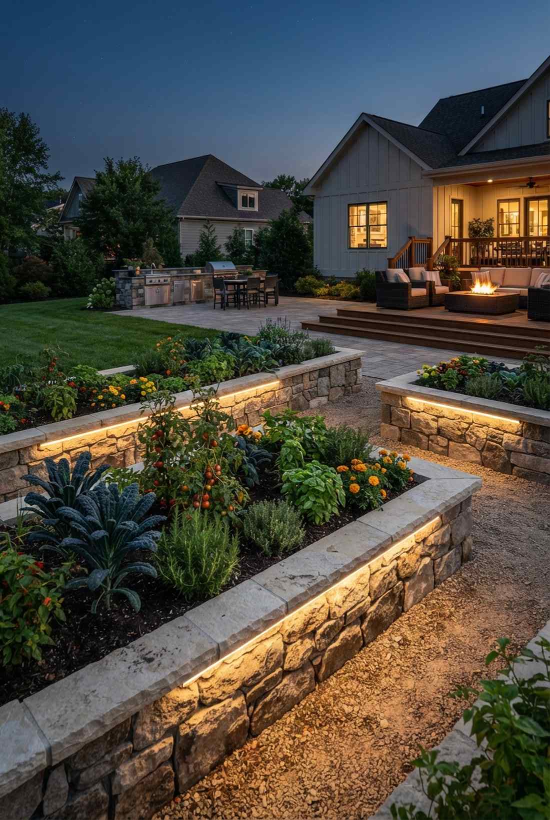 raised bed coping lights