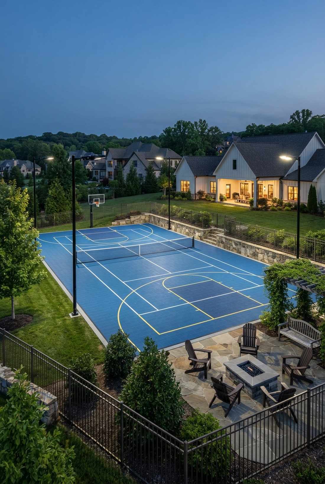 sports court with led lighting