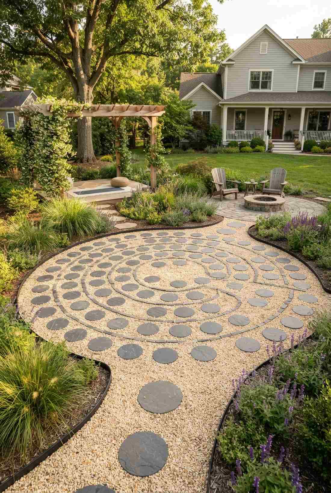 stone and gravel labyrinth path