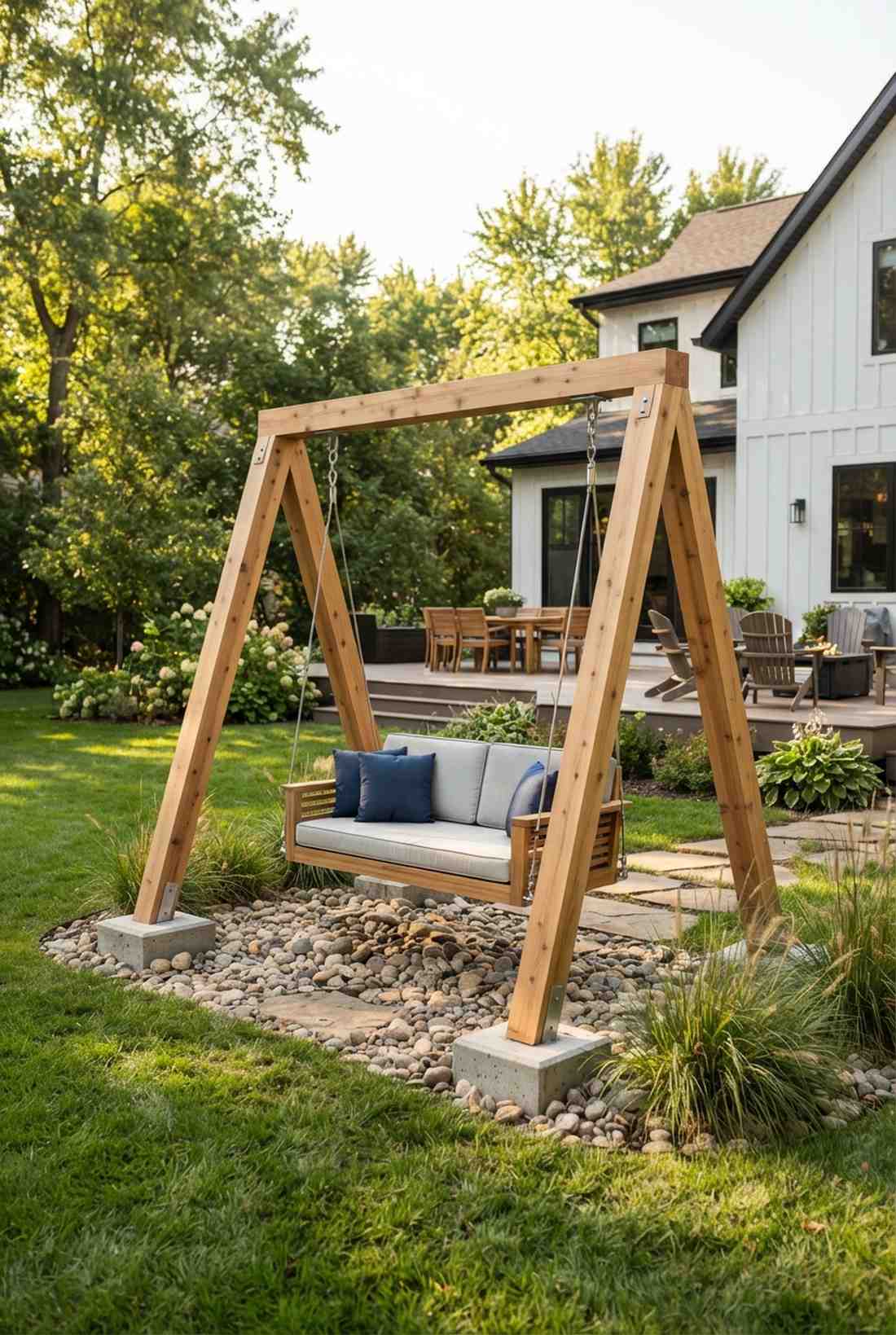 swing bench on modern frame