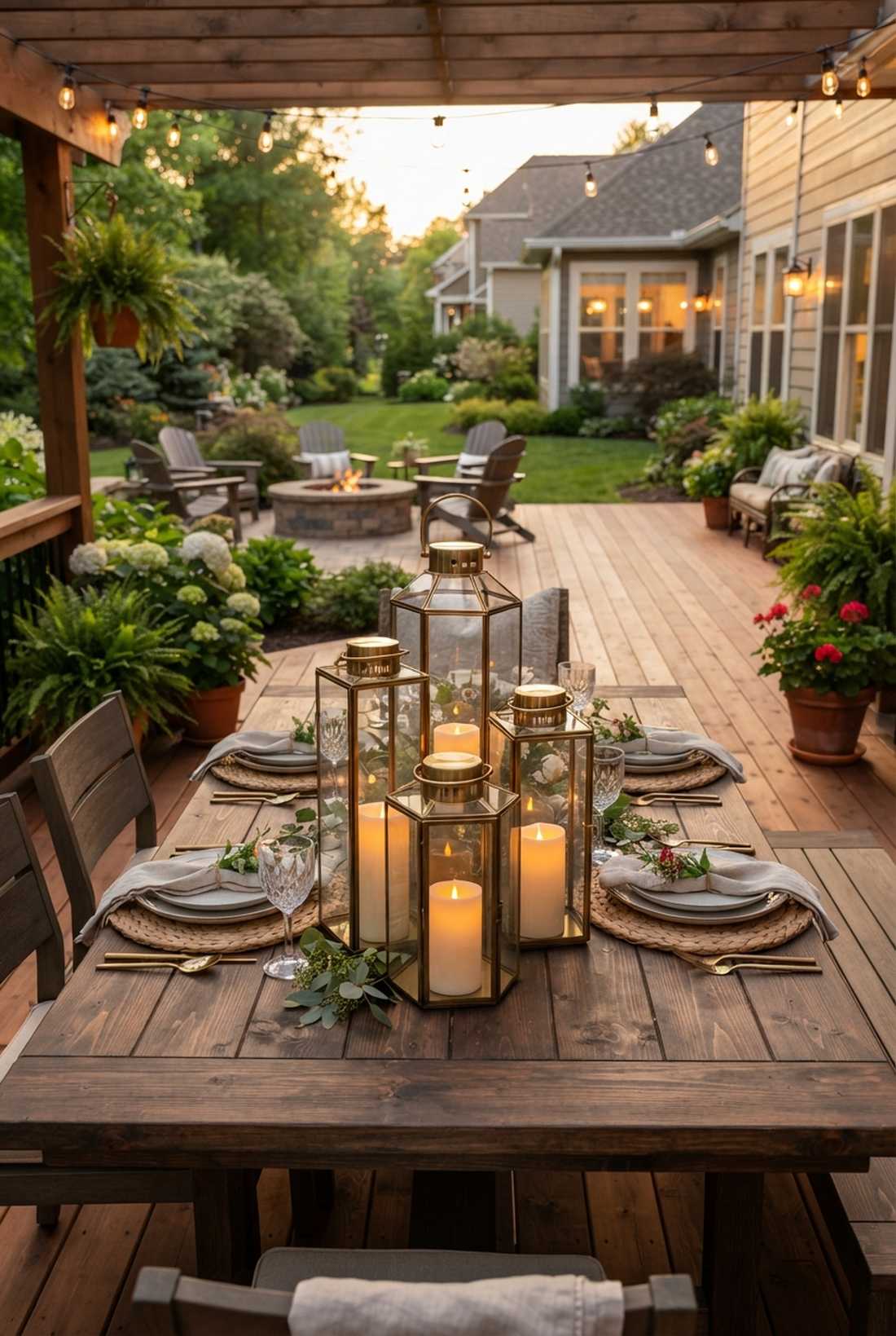 tabletop lanterns and candles