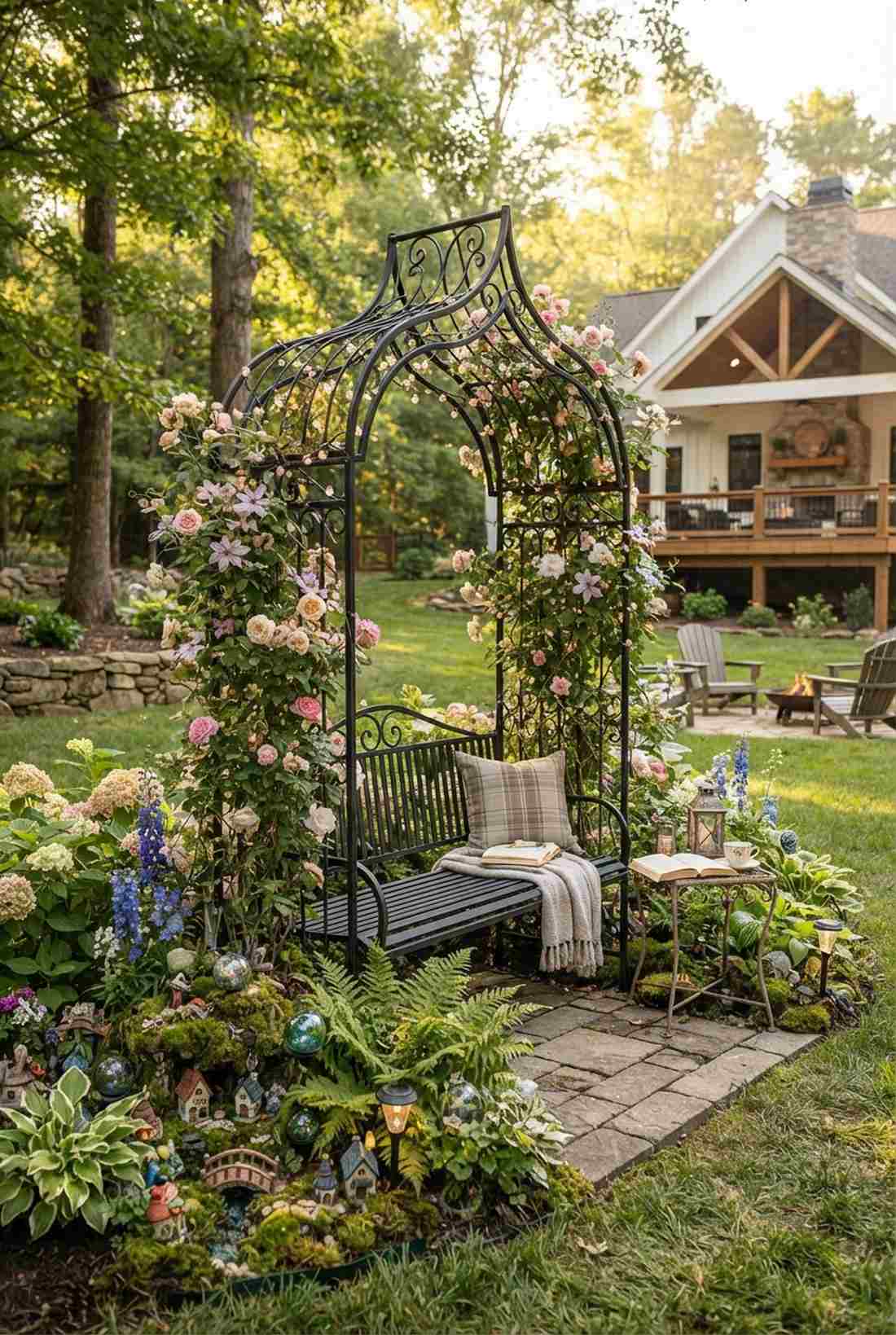 arbor with integrated bench
