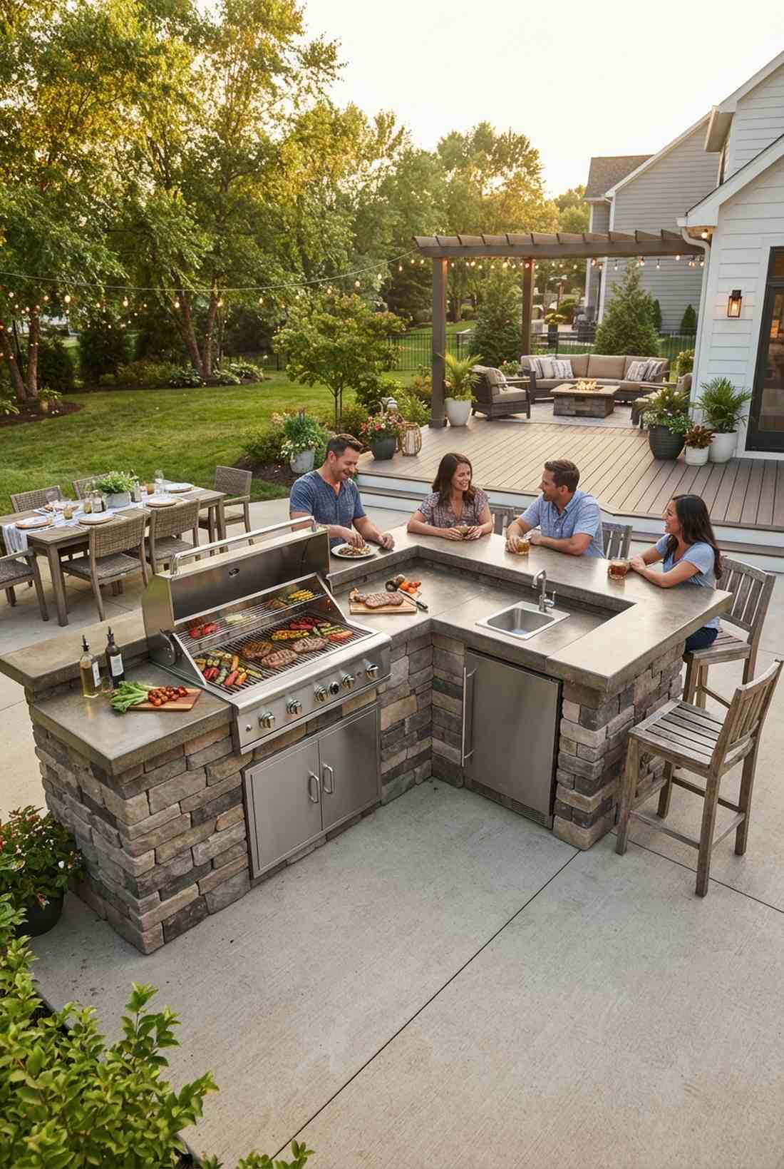 bar with integrated grill station