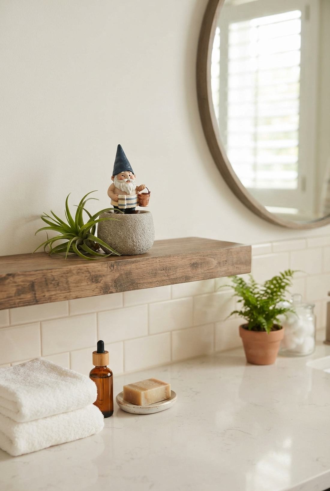 bathroom shelf spa gnome accent