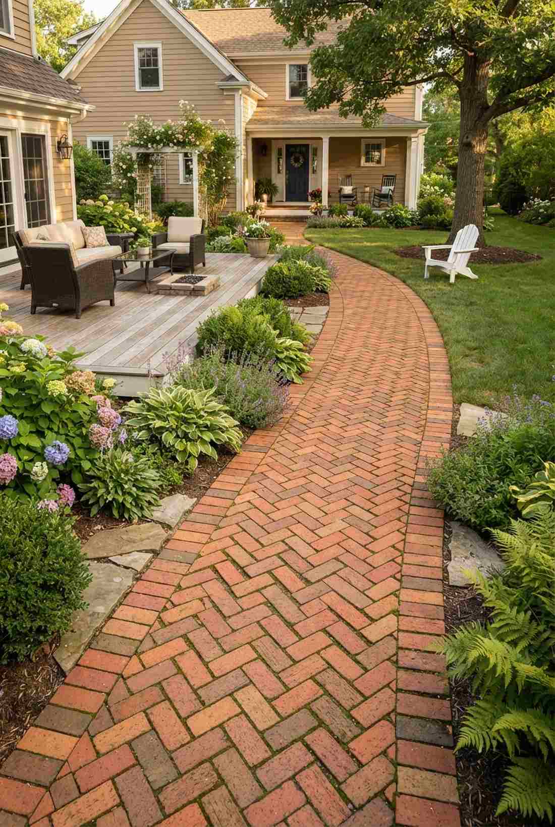 brick herringbone pathways