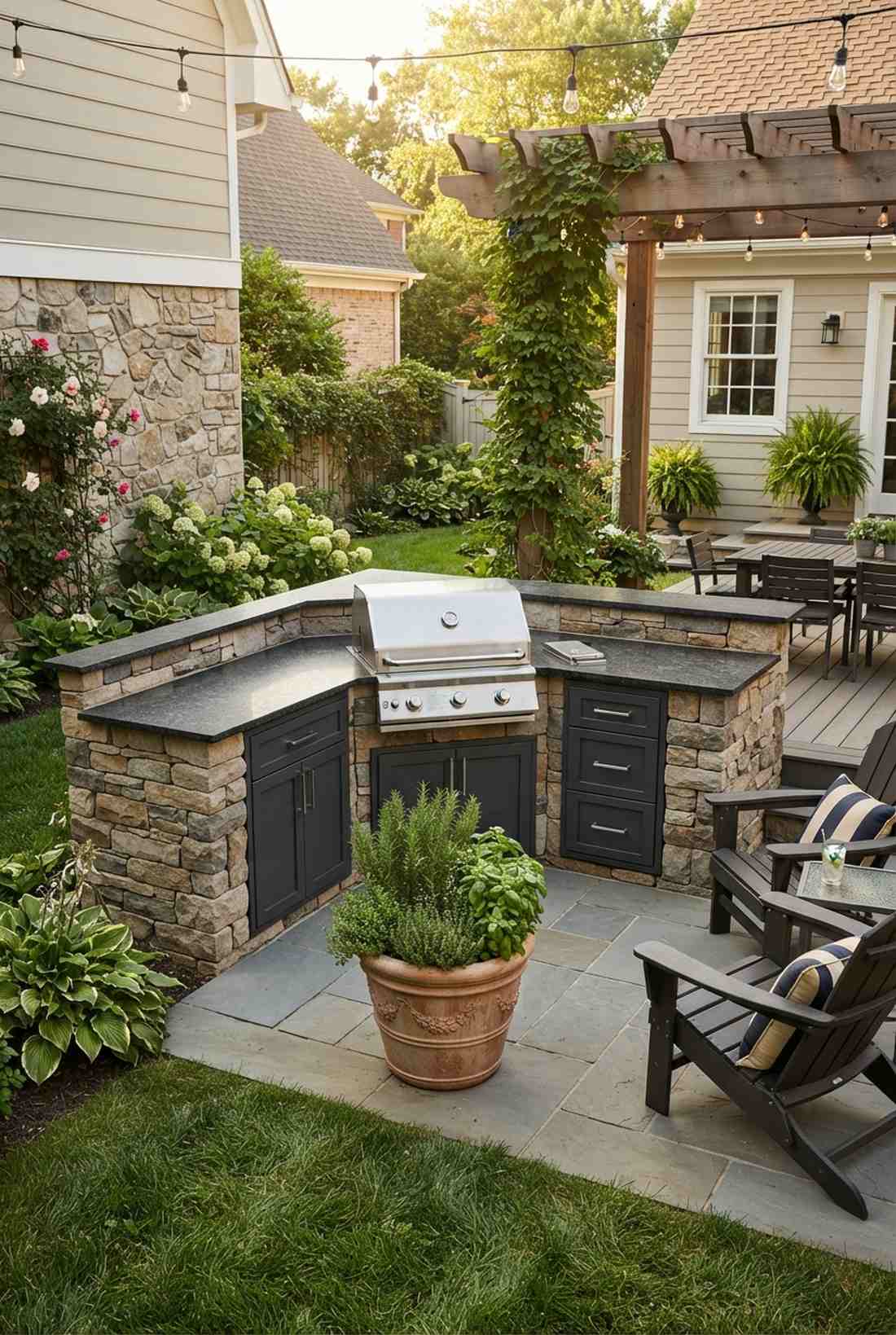 corner wedge grill station