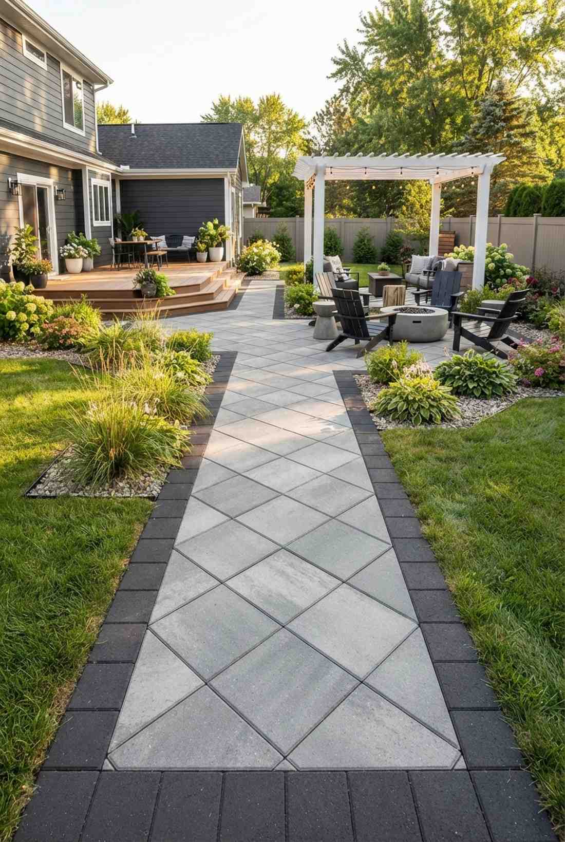 diamond oriented square pavers